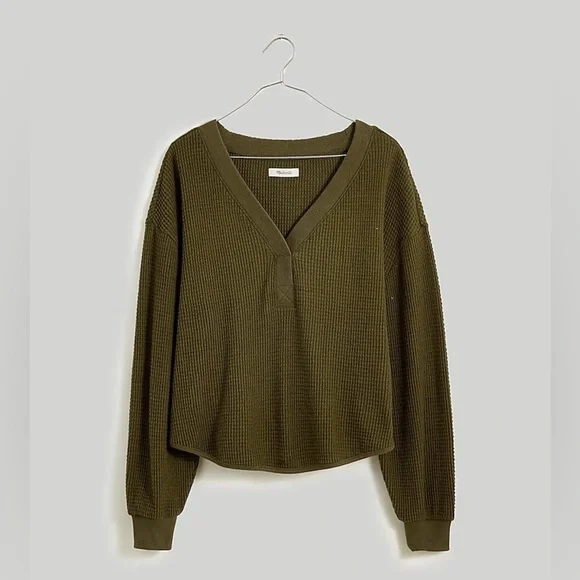 Madewell Brushed Waffle V-Neck Tee - Picture 1 of 7